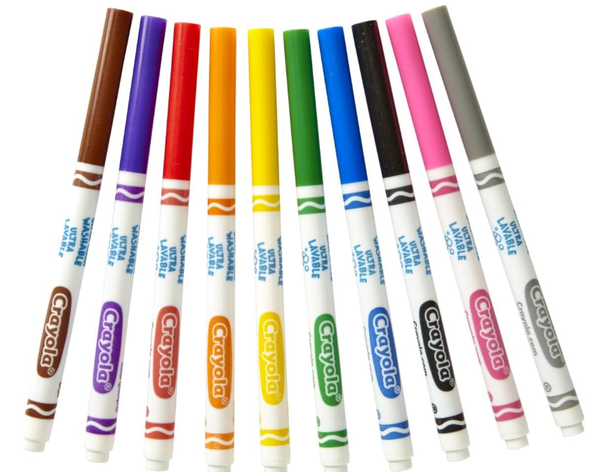 Marcadores Crayola Supertips Punta Fina x 10 Colores